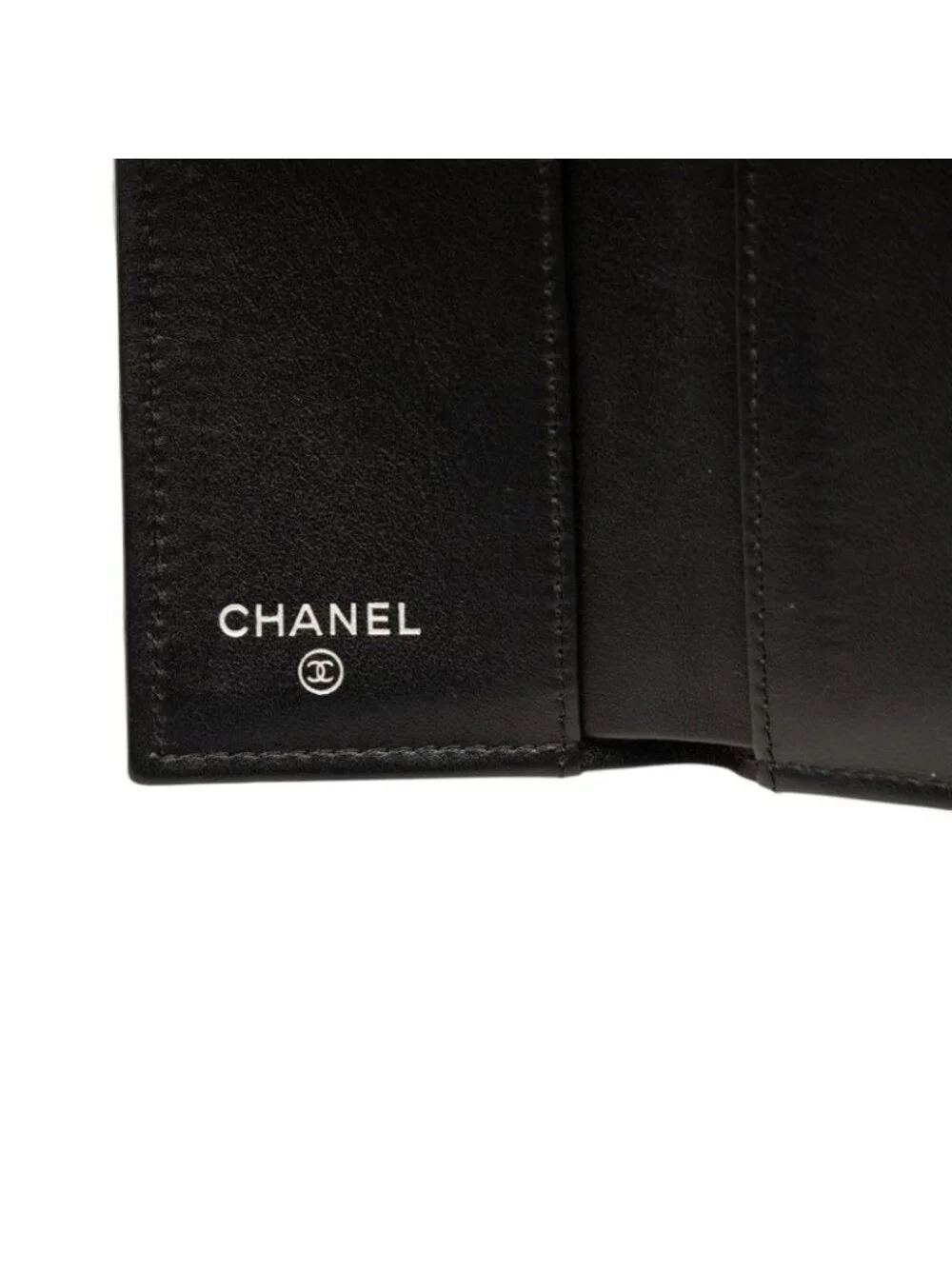 Chanel Boy CC Logo Small Mini Wallet Trifold Flap Black Caviar Leather